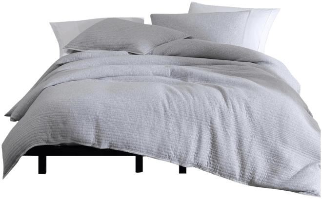 Closeout!  Modern Cotton Ribbed Matelasse Melange Tencel Jersey 3 Piece Duvet Cover Set, Queen