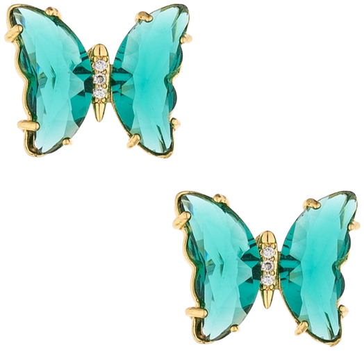 18k Gold-Plated Crystal Butterfly Stud Earrings