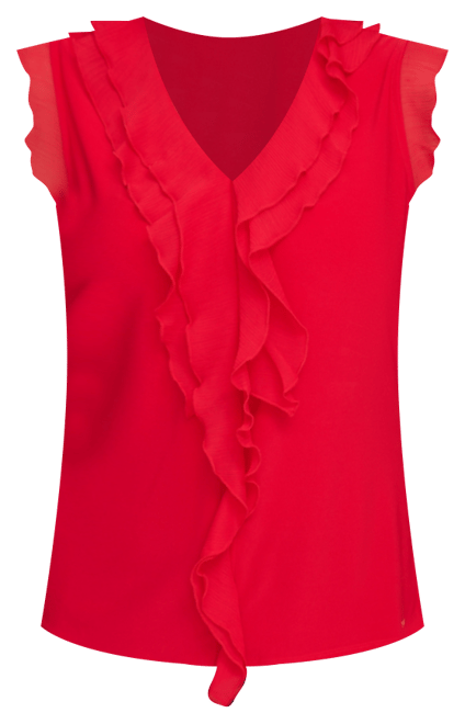 Women's Ruffled Mixed-Media Top