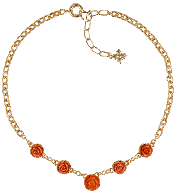 Gold-Tone Carved Rose Statement Necklace, 17" + 3" extender