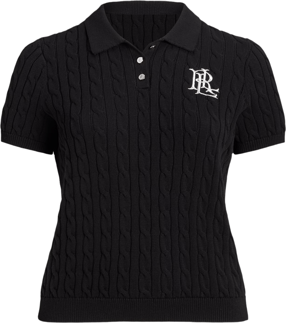 Plus Size Cable-Knit Polo Shirt