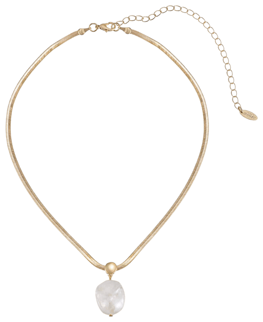 Baroque Cultured Freshwater Pearl Pendant 18K Gold-Plated Snake Chain Necklace