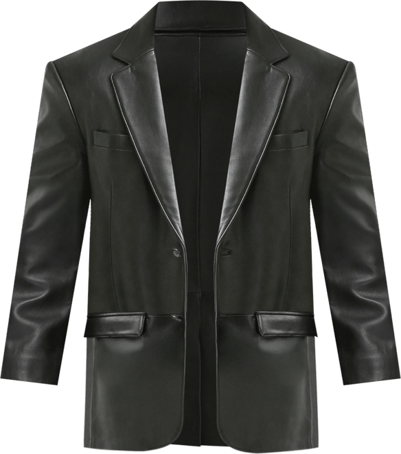 Men Classic Two-Button Leather Blazer