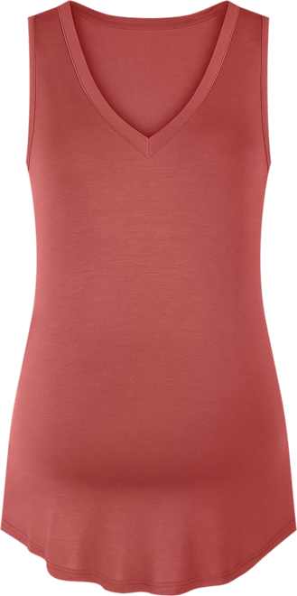 V Neck Maternity Tunic Tank Top with Round Hemline