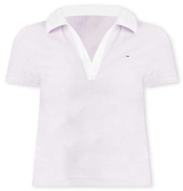 Women's Contrast-Collar Short-Sleeve Top