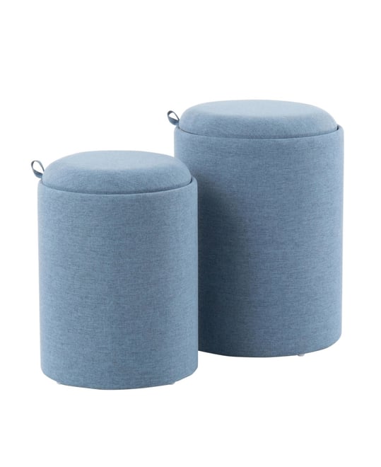 Tray Contemporary Nesting Ottoman Set in Fabric and Wood by 