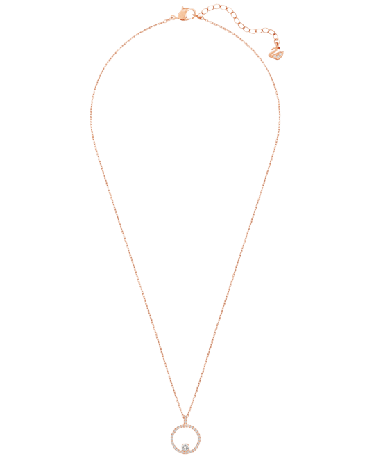 Rose Gold-Tone Crystal Circle Pendant Necklace, 14-7/8" + 2" extender