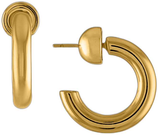 18k Gold-Plated Medium C-Hoop Earrings, 1.18"