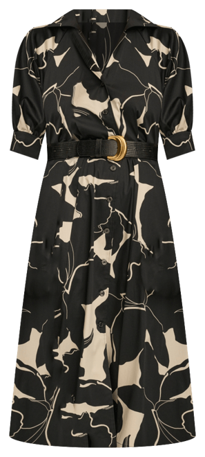 Donna Karan New York Women's Printed Faux-Leather Belt Midi Shirtdress -  Macy's