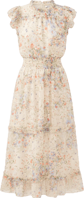 CeCe Women's Floral Flutter-Sleeve Midi Dress - Macy's
