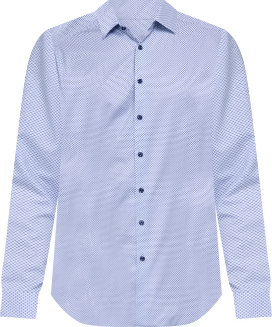 Men's Recycled Slim Fit Zig Zag Performance Stretch Cooling Comfort Dress Shirt