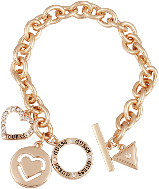 Pave Heart & Logo Charm Link Bracelet
