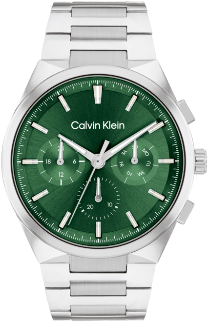 Men's Distinguish Silver-Tone Stainless Steel Bracelet Watch 44mm