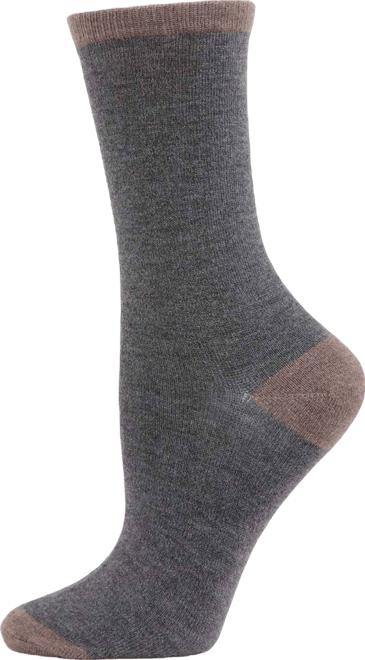 Tipped Flat knit Cashmere Women's Crew Socks