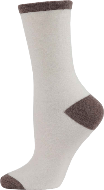 Tipped Flat knit Cashmere Women's Crew Socks