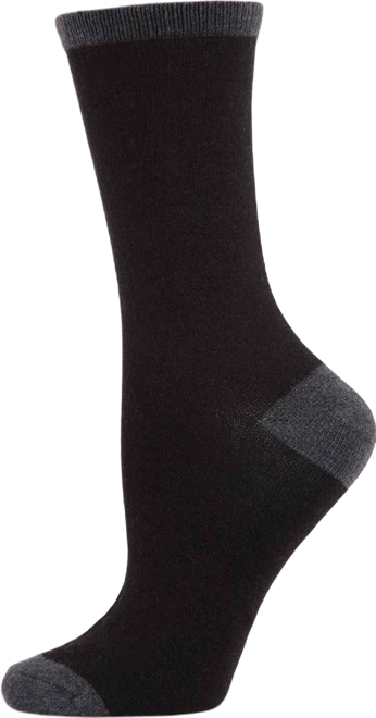 Tipped Flat knit Cashmere Women's Crew Socks