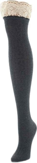 Women's Lace Top Cable Knee High Socks