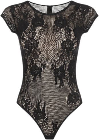 Women's Paradise Floral Short Sleeve Seamless Lingerie Bodysuit