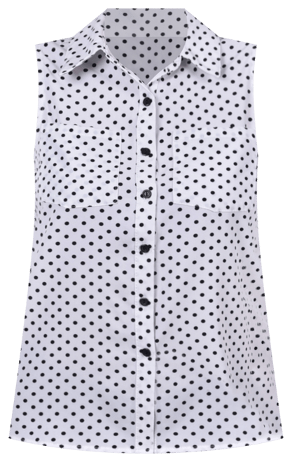 Women's Petite Sleeveless Notch Collar Button Front Blouse