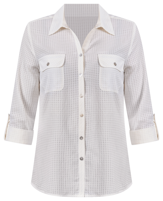 Women's 3/4 Sleeve Windowpane Blouse