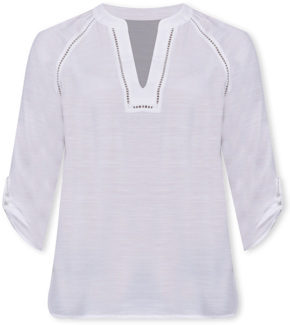 Women's Raglan Sleeve Split Neck Blouse Top