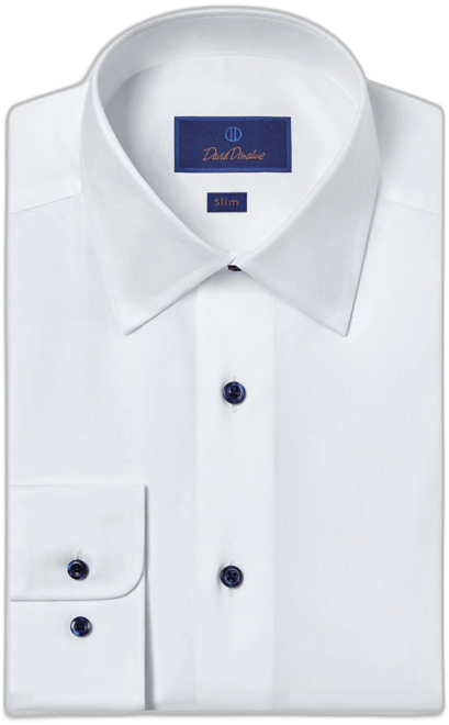 David Donahue Men's Slim Fit Fine Twill Dress Shirt