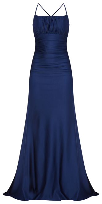 Juniors' Square-Neck Ruched Strappy Sleeveless Gown
