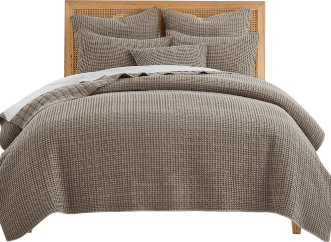 Mills Waffle Textured 3-Pc. Quilt Set, Full/Queen