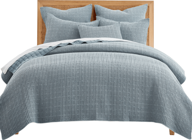 Mills Waffle Textured 3-Pc. Quilt Set, Full/Queen