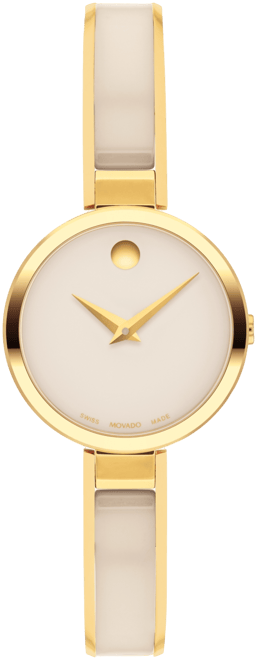 Women's Moda Swiss Quartz Taupe Ceramic Gold-Tone Yellow PVD Watch 24mm
