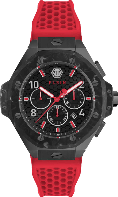 Men's Chronograph Red Silicone Strap Watch 46mm