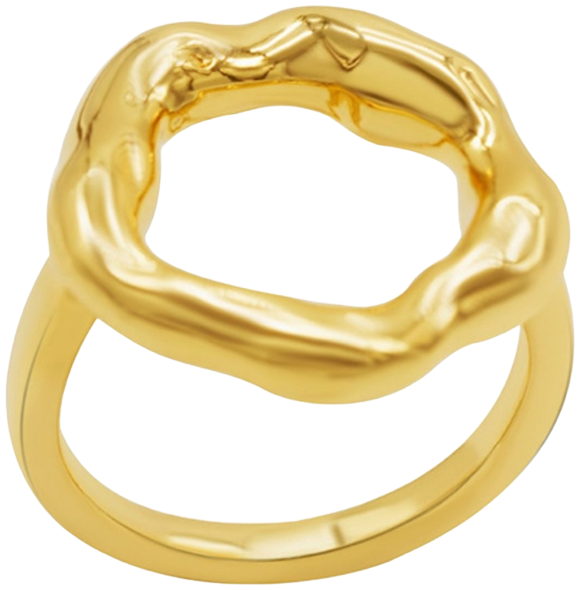 Tarnish Resistant 14K Gold-Plated Open Circle Hammered Ring