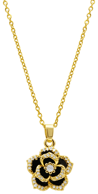 14K Gold-Plated Black Crystal Carnelian Necklace