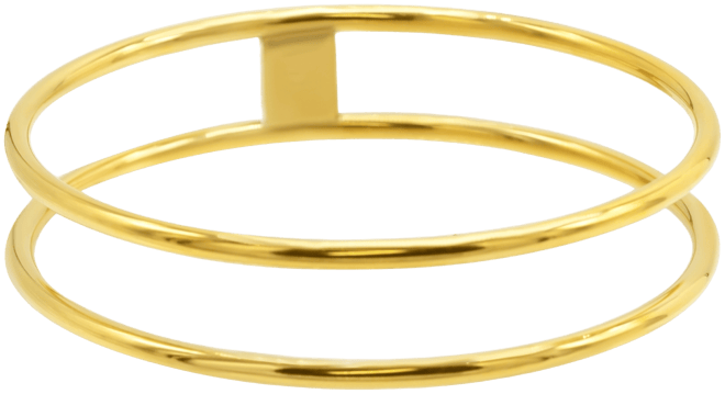 Tarnish Resistant 14K Gold-Plated Stainless Steel Double Row Bangle Bracelet