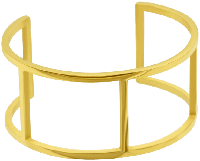 Tarnish Resistant 14K Gold-Plated Stainless Steel Double Row Cuff Bracelet