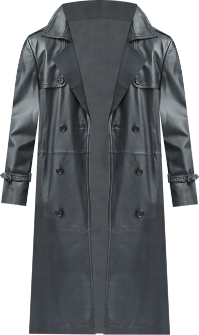 Men Xander Classic Leather Long Trench Coat