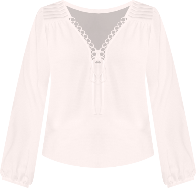 Women's Circular Trim Pin-Tuck Long Sleeve Blouse