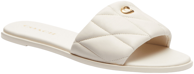 【COACH】Holly Quilted Puffy C Slide Flat Leather Sandals COACH Holly Quilted Puffy C Slide Flat Leather Sandals - Macy's