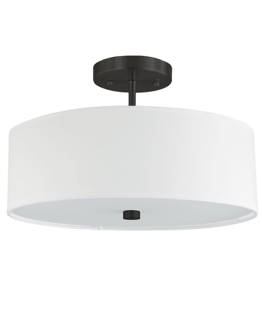 9.25" Fabric, Metal Everly 3 Light Semi-Flush Mount with Shade