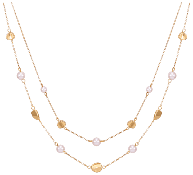 Gold-Tone Imitation Pearl Layered Necklace