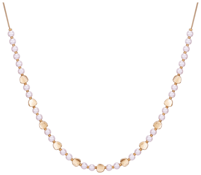 Gold-Tone Imitation Pearl Long Statement Necklace