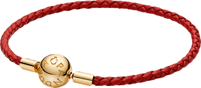 Moments 14K Gold-Plated Red Woven Leather Bracelet
