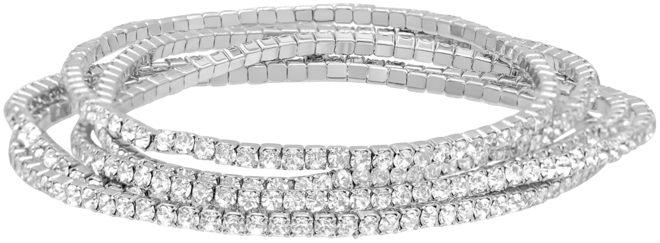 Silver-Plated Multi Stretch Crystal Bracelet Set