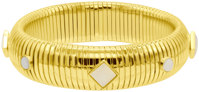 14K Gold-Plated Tall Omega Bracelet with Color Stone