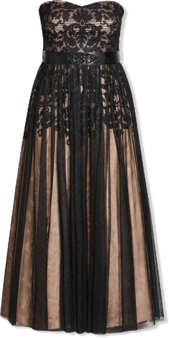 Plus Size Embroidered Tulle Maxi Dress