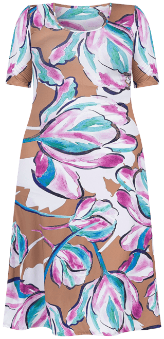 Plus Size Elbow Sleeve Casual A Line Maxi Dress