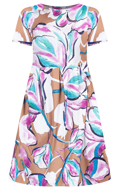 Plus Size Short Sleeve Flare Midi Pocket Dress