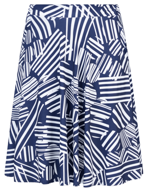Plus Size Pleated Print Midi Skirt with Pockets