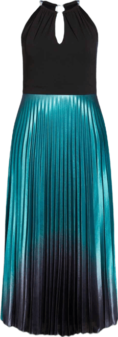 Plus Size Pleated Ombre Maxi Dress