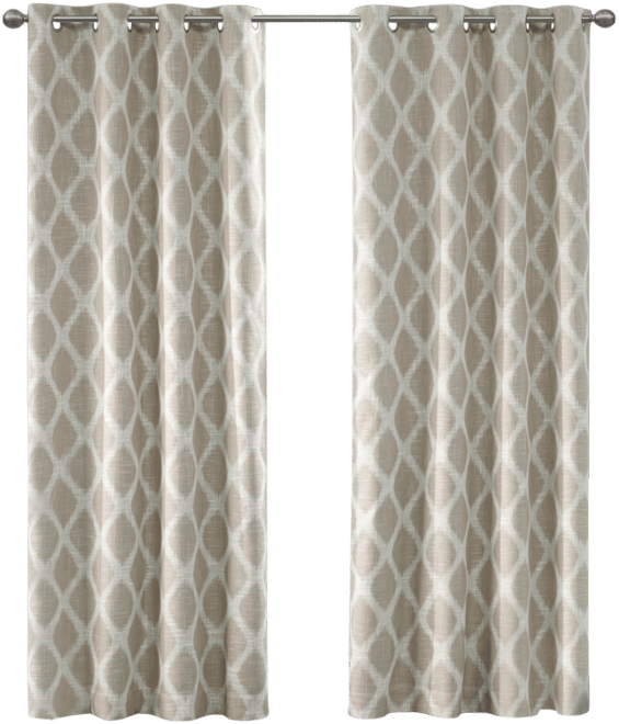 Blakesly Ikat blackout curtains for bedroom, Silver grommet top fit up to 1.25 inches rod Single Curtain Panel for Living Room, Width 50 length 95 inc